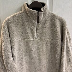 Cal Style Men's Size XL Beige Teddy Bear Knit Long Sleeve 1/4 Zip Pullover